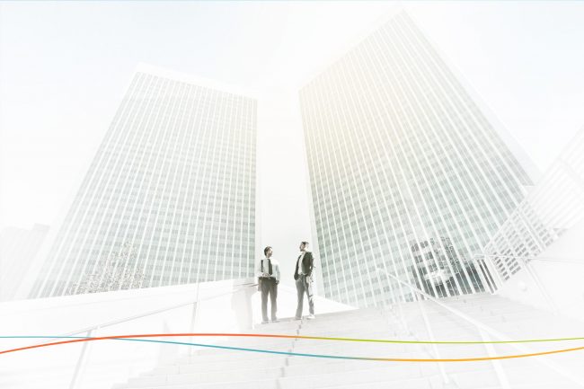 Two business men under highrise buildings_06